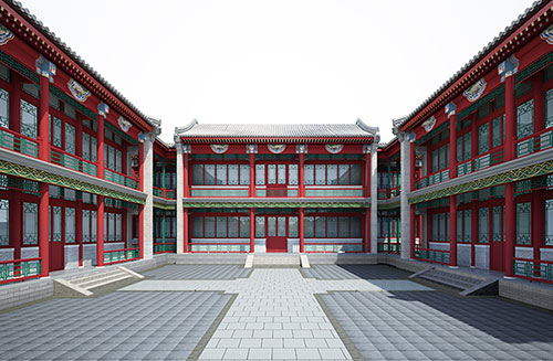 宜宾北京四合院设计古建筑鸟瞰图展示