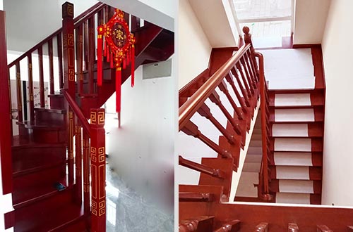 宜宾自建别墅中式实木楼梯全屋定制设计效果图